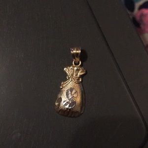 10k solid money bag pendant